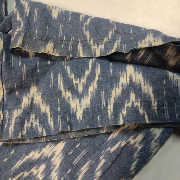 Chico’s Linen Pant Trouser Flame Stitch Pattern Loose Fit Zip Front Pockets - Picture 12 of 12